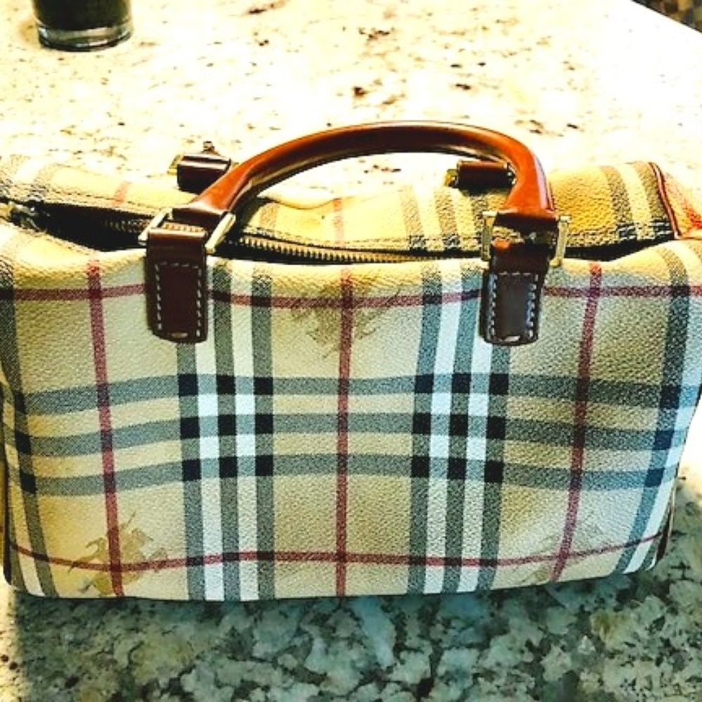 Authentic Burberry Haymarket Bowler Bag